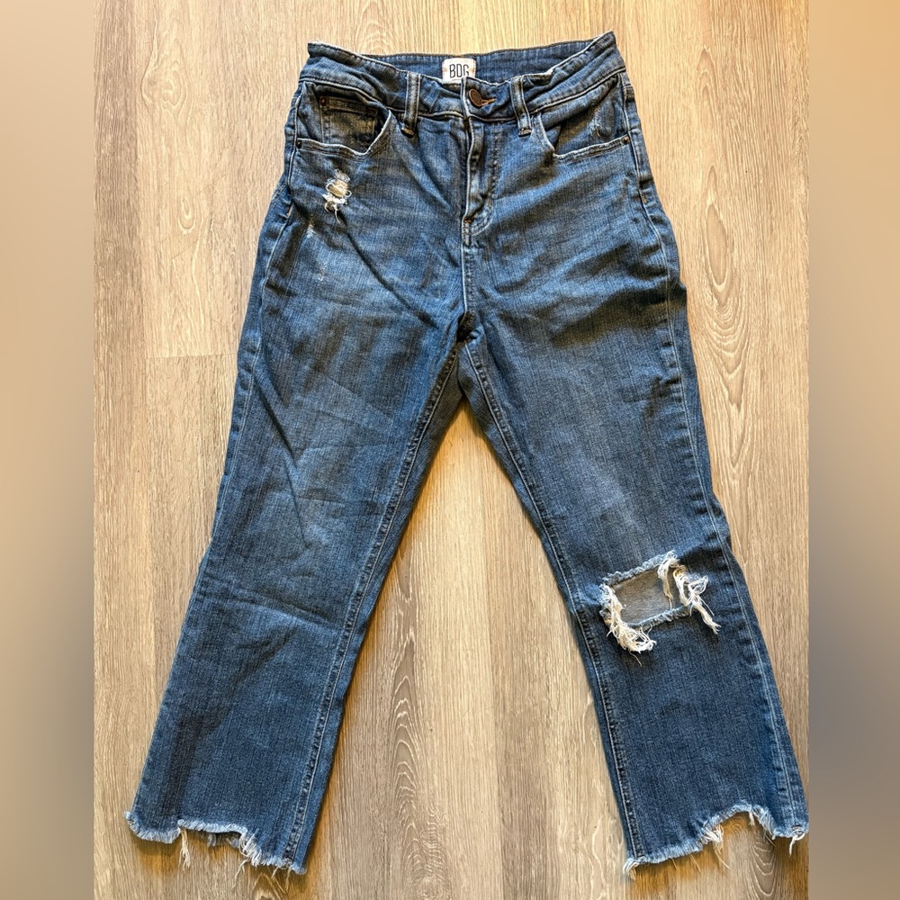 BDG Ripped Straight Leg Jeans in Dark Blue